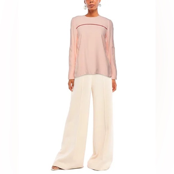 NWT Marni Pale Peach Crew Neck Blouse High Low Hem Cut Out Cuff IT 38 (US 2) - Picture 2 of 16